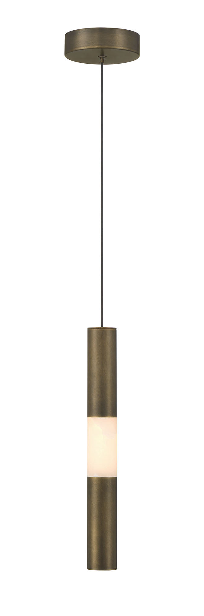 Eurofase Ronda 16" Pendant, Weathered Brass with Alabaster, front view
