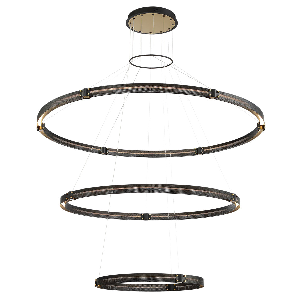 Eurofase Admiral 62" 3-Light LED Chandelier, Gold-Black Mix, front view