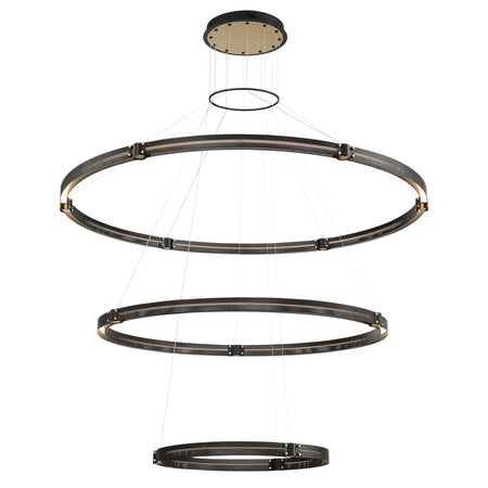 Eurofase Admiral 62" 3-Light LED Chandelier, Gold-Black Mix, front view