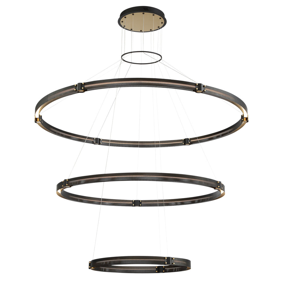 Eurofase Admiral 62" 3-Light LED Chandelier, Gold-Black Mix, front view