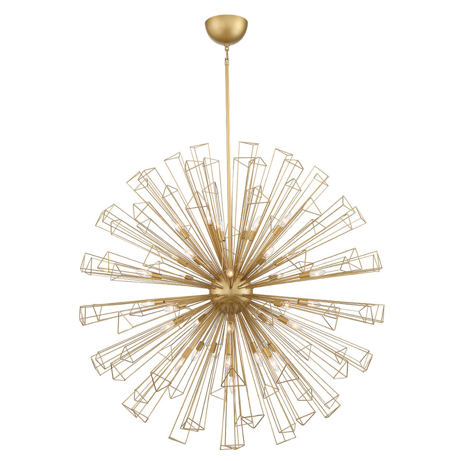 Eurofase Dendelio 54" 35-Light Chandelier, Matte Gold, front view