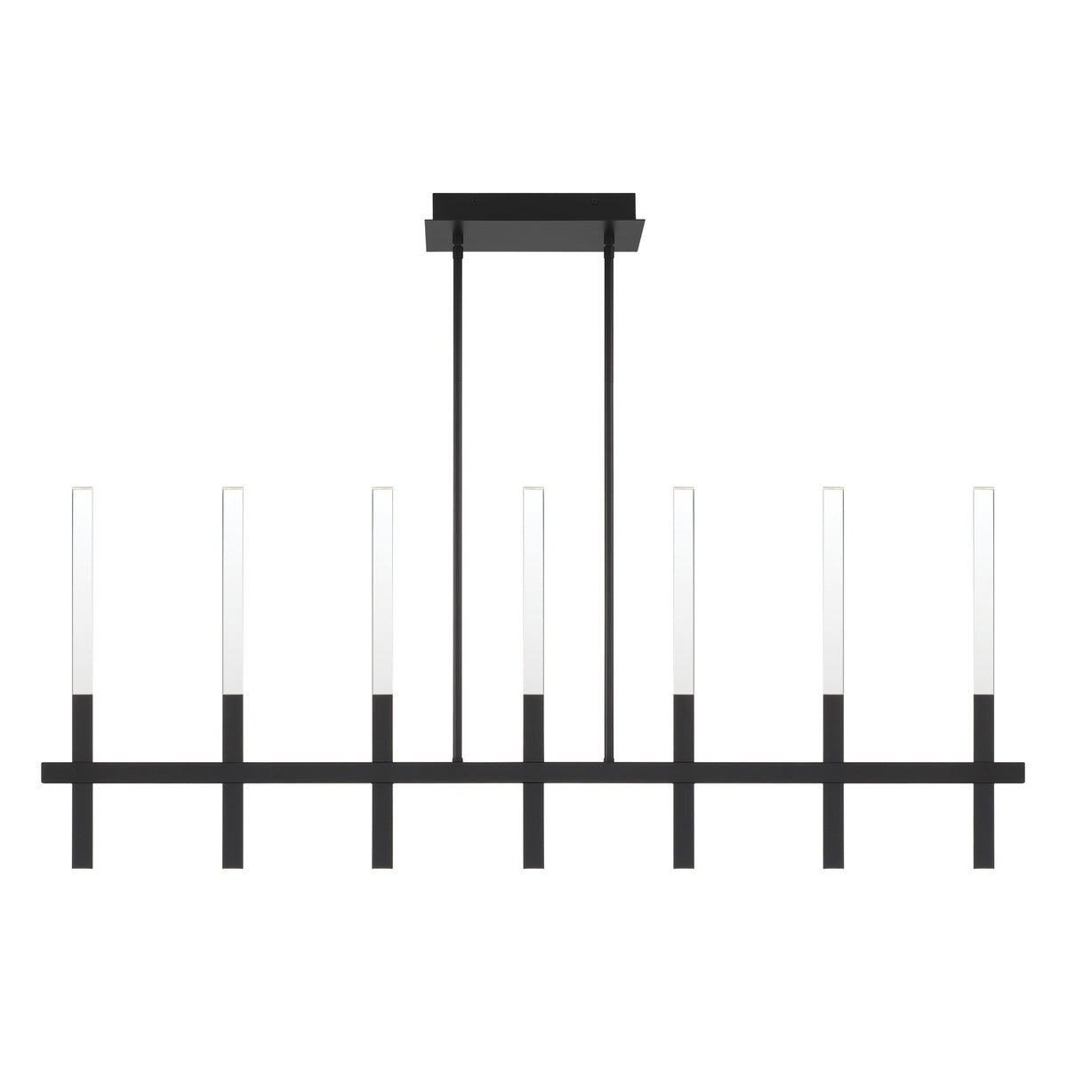 Eurofase Benicio 46" 7-Light LED Chandelier, Matte Black with Clear Glass, front view