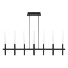 Eurofase Benicio 46" 7-Light LED Chandelier, Matte Black with Clear Glass, front view