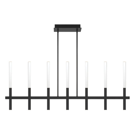 Eurofase Benicio 46" 7-Light LED Chandelier, Matte Black with Clear Glass, front view