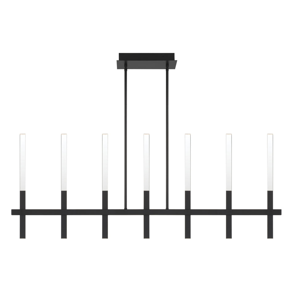 Eurofase Benicio 46" 7-Light LED Chandelier, Matte Black with Clear Glass, front view