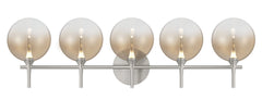 Eurofase Iissa 5-Light LED Vanity, Satin Nickel with Amber Glass, front view
