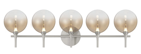 Eurofase Iissa 5-Light LED Vanity, Satin Nickel with Amber Glass, front view