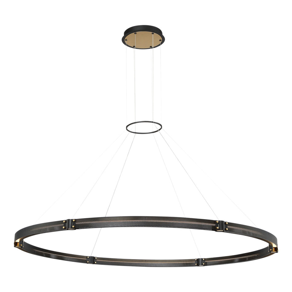 Eurofase Admiral 62" LED Chandelier, Gold-Black Mix, front view
