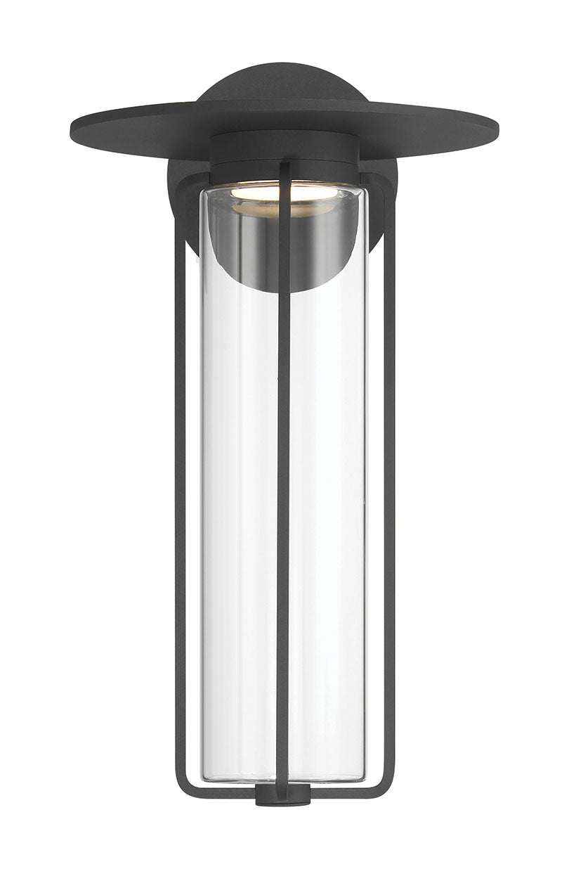 Eurofase Florin 16" Outdoor Wall Light, Sand Black with Clear Glass, front view