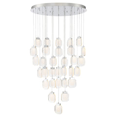 Eurofase Paget 39" 31-Light LED Chandelier, Chrome with Clear Glass, front view