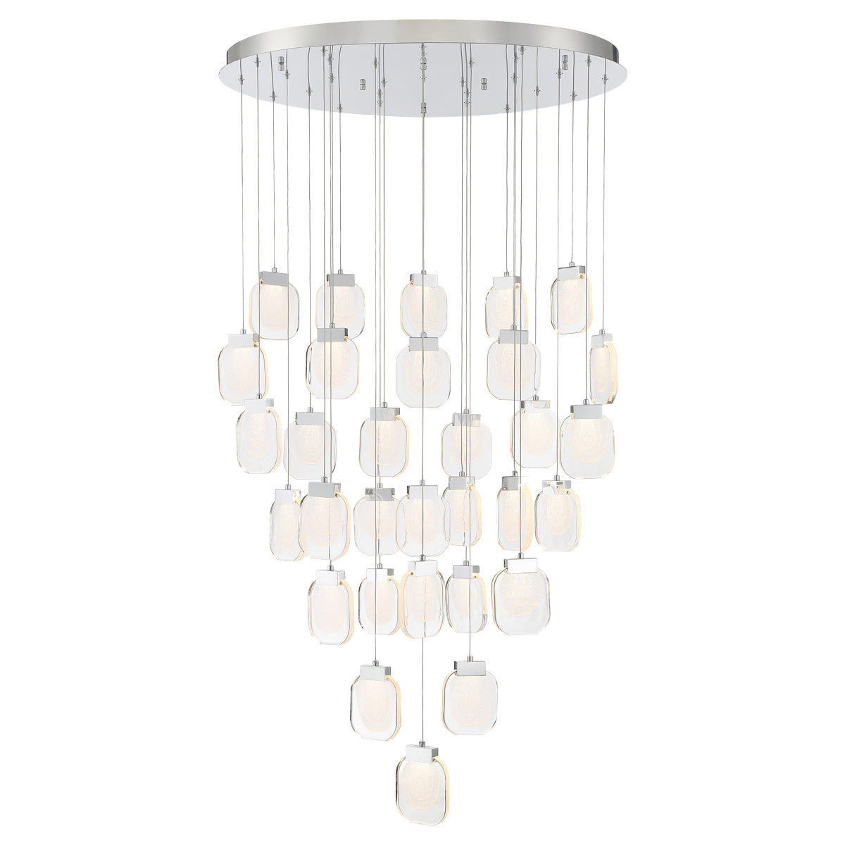 Eurofase Paget 39" 31-Light LED Chandelier, Chrome with Clear Glass, front view