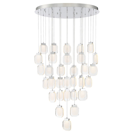 Eurofase Paget 39" 31-Light LED Chandelier, Chrome with Clear Glass, front view