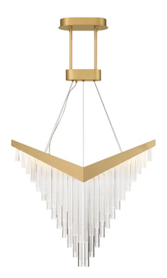 Eurofase Vivien 32" LED Chandelier, Matte Gold with Crystalline Acrylic, front view