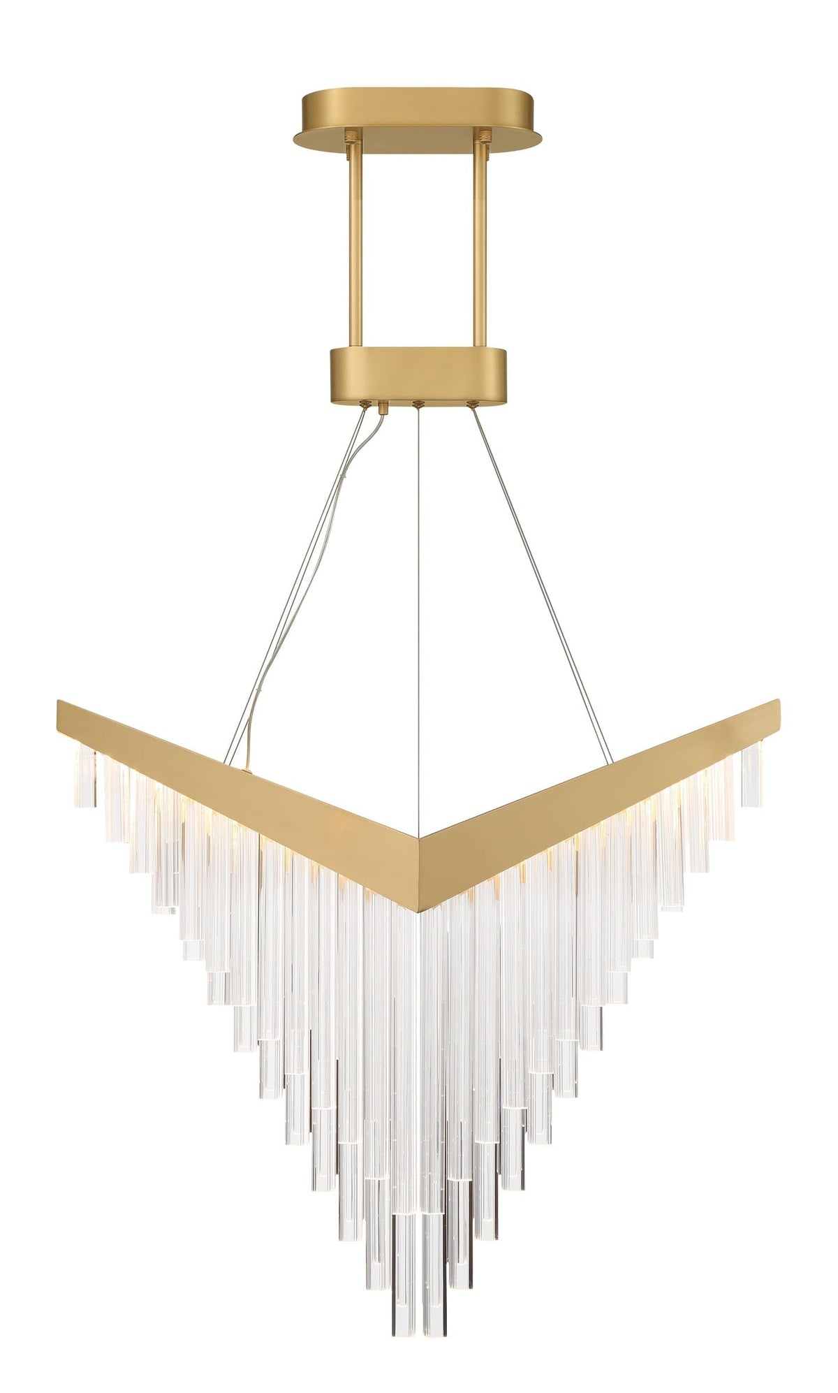 Eurofase Vivien 32" LED Chandelier, Matte Gold with Crystalline Acrylic, front view