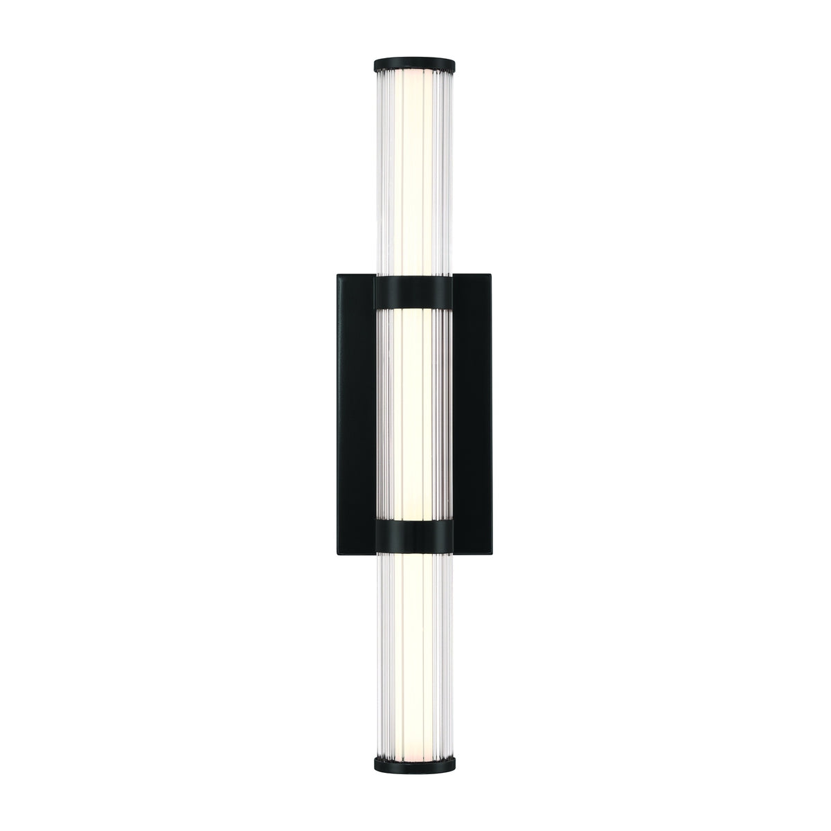 Eurofase Fayton 21" LED Outdoor Wall Light, Matte Black with Clear Glass, front view