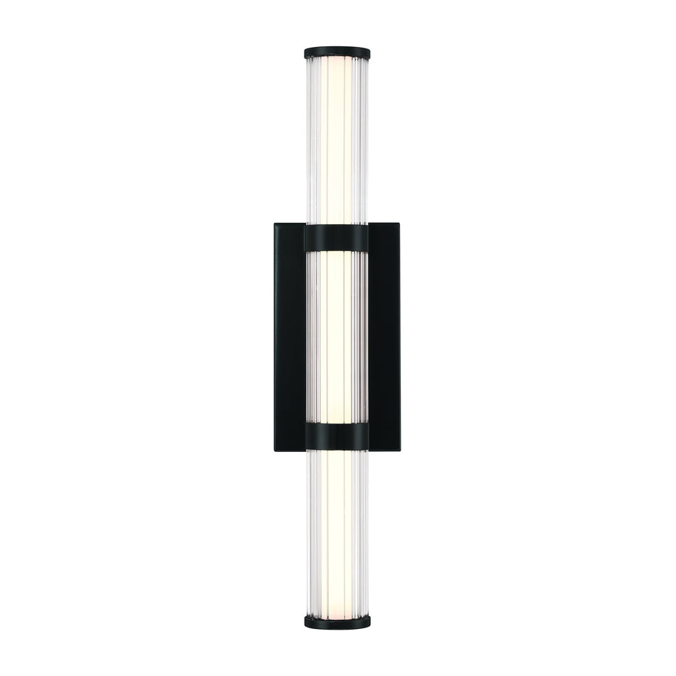Eurofase Fayton 21" LED Outdoor Wall Light, Matte Black with Clear Glass, front view