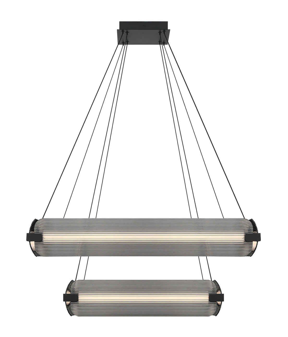 Eurofase Neoness 34" 8-Light LED Chandelier, Matte Black with Smoked Glass, front view