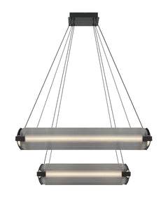 Eurofase Neoness 34" 8-Light LED Chandelier, Matte Black with Smoked Glass, front view