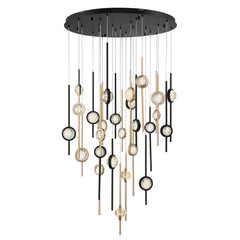 Eurofase Barletta 40" 26-Light LED Chandelier, Gold-Black Mix, front view