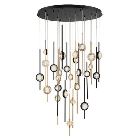Eurofase Barletta 40" 26-Light LED Chandelier, Gold-Black Mix, front view