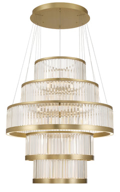 Eurofase Empra 47" 5-Light LED Chandelier, Gold with Clear Crystal, front view