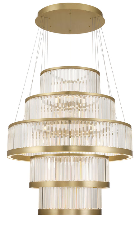Eurofase Empra 47" 5-Light LED Chandelier, Gold with Clear Crystal, front view