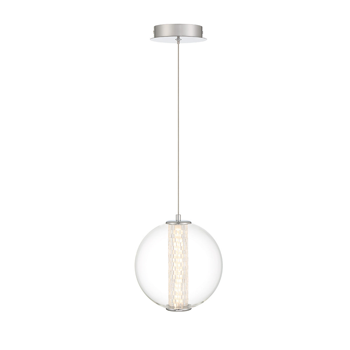 Eurofase Atomo 9" Pendant, Chrome with Clear Glass, front view