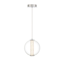 Eurofase Atomo 9" Pendant, Chrome with Clear Glass, front view