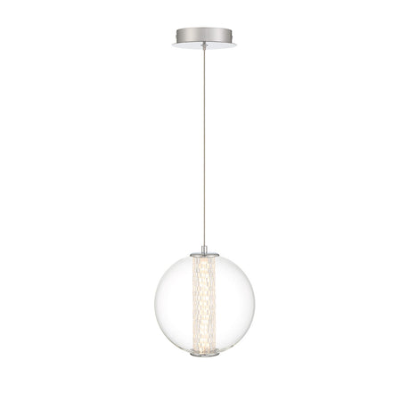 Eurofase Atomo 9" Pendant, Chrome with Clear Glass, front view