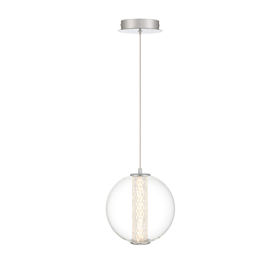 Eurofase Atomo 9" Pendant, Chrome with Clear Glass, front view