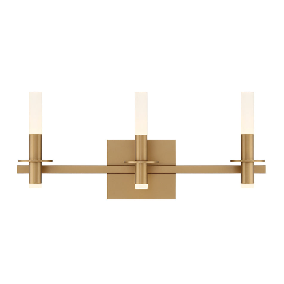 Eurofase Torna 24" 3-Light LED Vanity, Gold with White Acrylic, front view