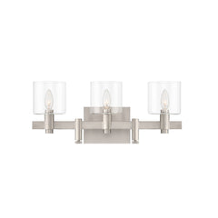 Eurofase Decato 21" 3-Light Vanity, Satin Nickel with Clear Glass, front view