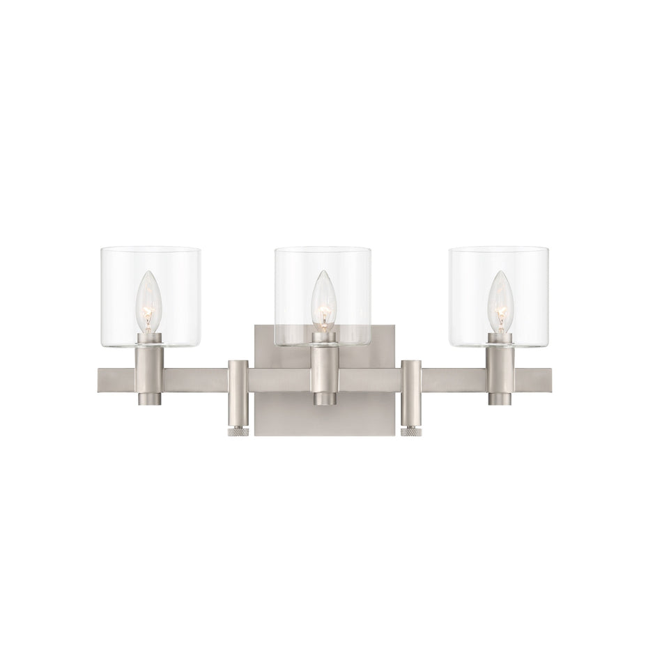 Eurofase Decato 21" 3-Light Vanity, Satin Nickel with Clear Glass, front view