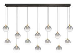 Eurofase Iissa 72" 14-Light LED Chandelier, Gold with Smoked Glass, front view