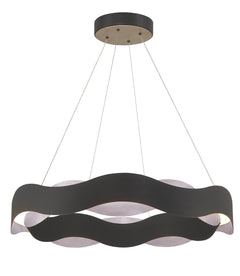 Eurofase Vaughan 34" LED Chandelier, Silver-Black Mix with Silver Glass, front view