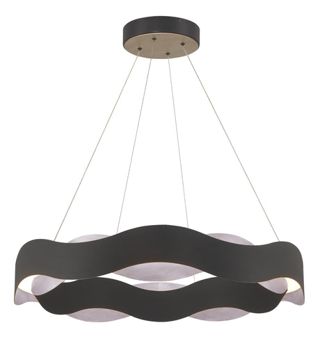Eurofase Vaughan 34" LED Chandelier, Silver-Black Mix with Silver Glass, front view