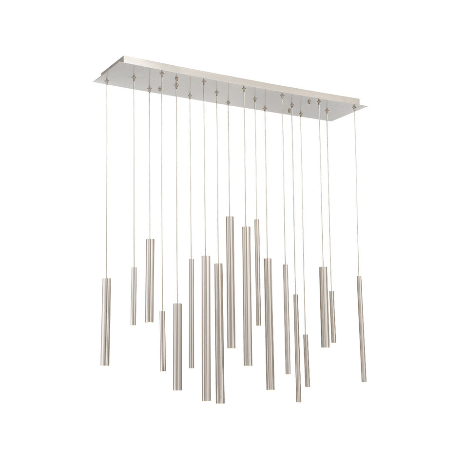 Eurofase Santana 42" 18-Light LED Chandelier, Satin Nickel, front view