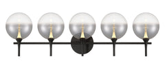 Eurofase Iissa 5-Light LED Vanity, Matte Black with Smoked Glass, front view