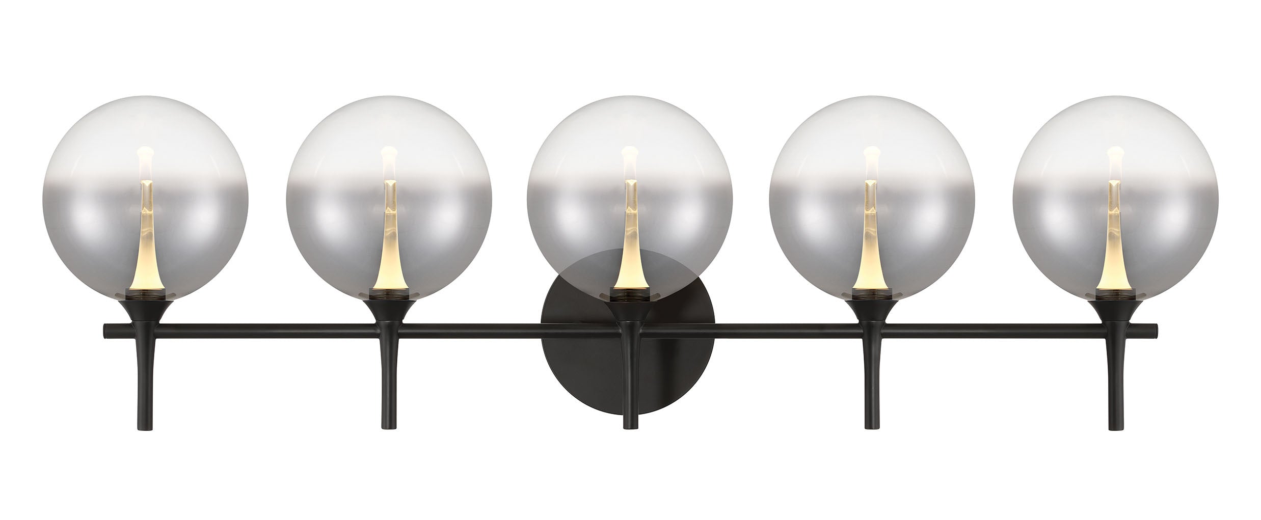 Eurofase Iissa 5-Light LED Vanity, Matte Black with Smoked Glass, front view
