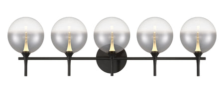 Eurofase Iissa 5-Light LED Vanity, Matte Black with Smoked Glass, front view