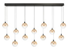 Eurofase Iissa 72" 14-Light LED Chandelier, Matte Black with Amber Glass