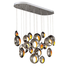 Eurofase Arlington 52" 20-Light LED Chandelier, Chrome Black with Gold Steel, front view