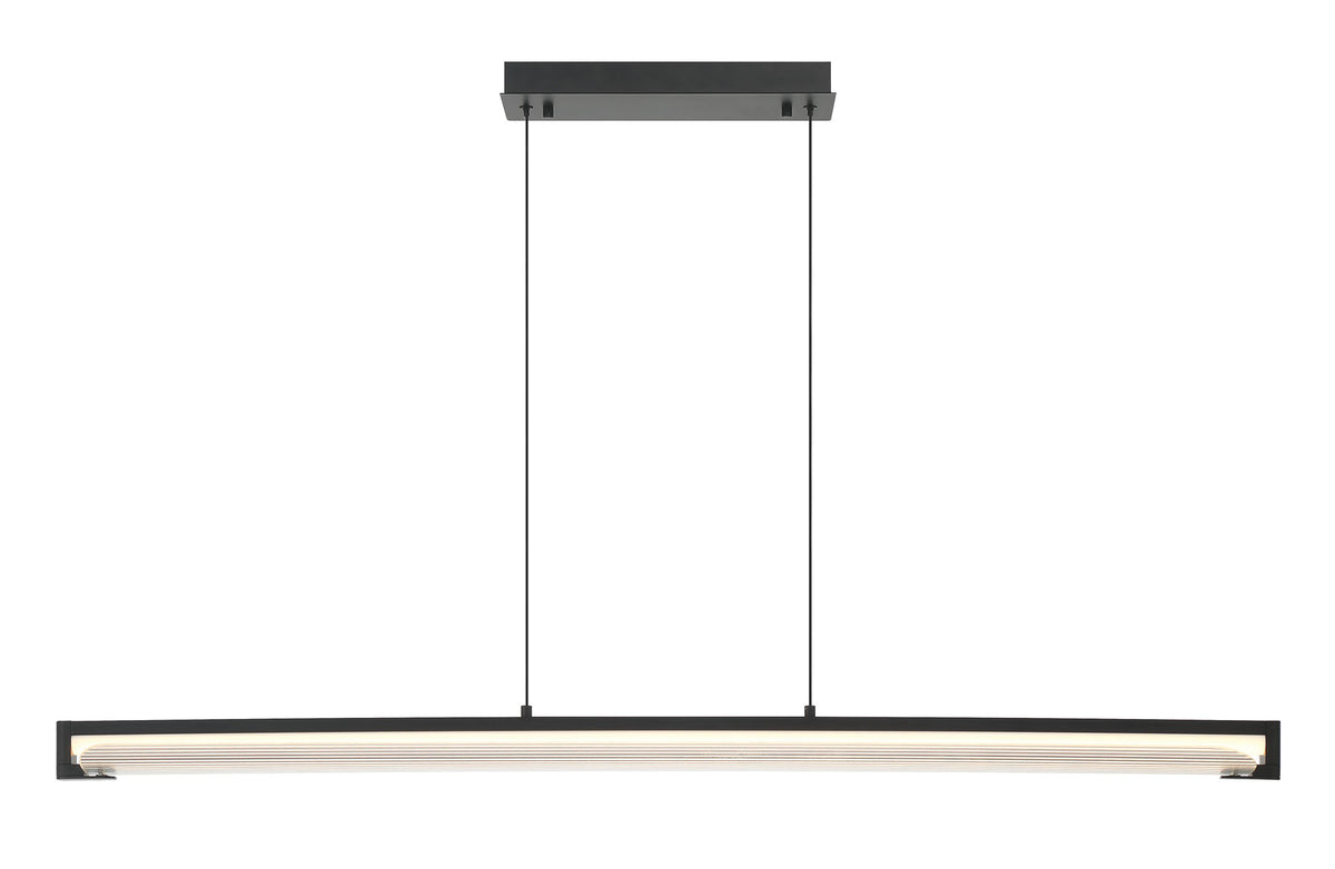 Eurofase Neoness 50" LED Chandelier, Matte Black with Clear Glass, front view