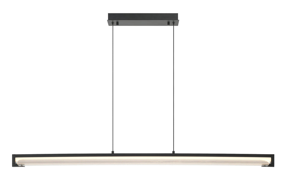 Eurofase Neoness 50" LED Chandelier, Matte Black with Clear Glass, front view