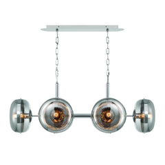 Eurofase Nottingham 44" 6-Light Chandelier, Polished Nickel with Smoked Glass, front view
