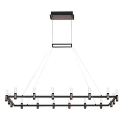 Eurofase Altamont 52" 18-Light LED Chandelier, Satin Nickel-Black Mix with White Acrylic, front view