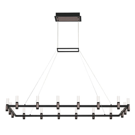 Eurofase Altamont 52" 18-Light LED Chandelier, Satin Nickel-Black Mix with White Acrylic, front view