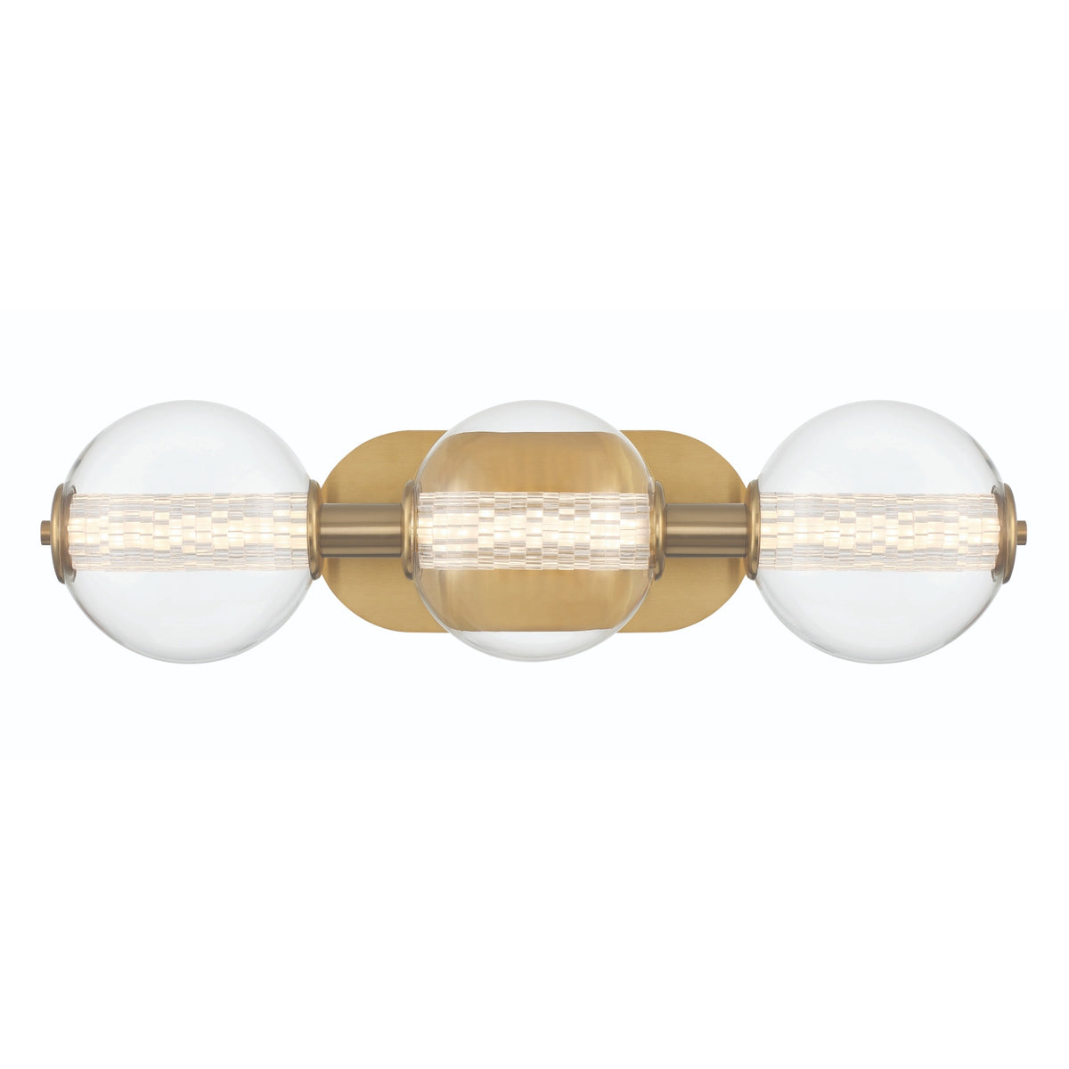 Eurofase Atomo 25" 3-Light Vanity, Gold with Clear Glass, front view