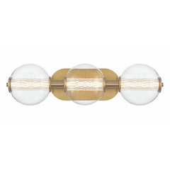 Eurofase Atomo 25" 3-Light Vanity, Gold with Clear Glass, front view