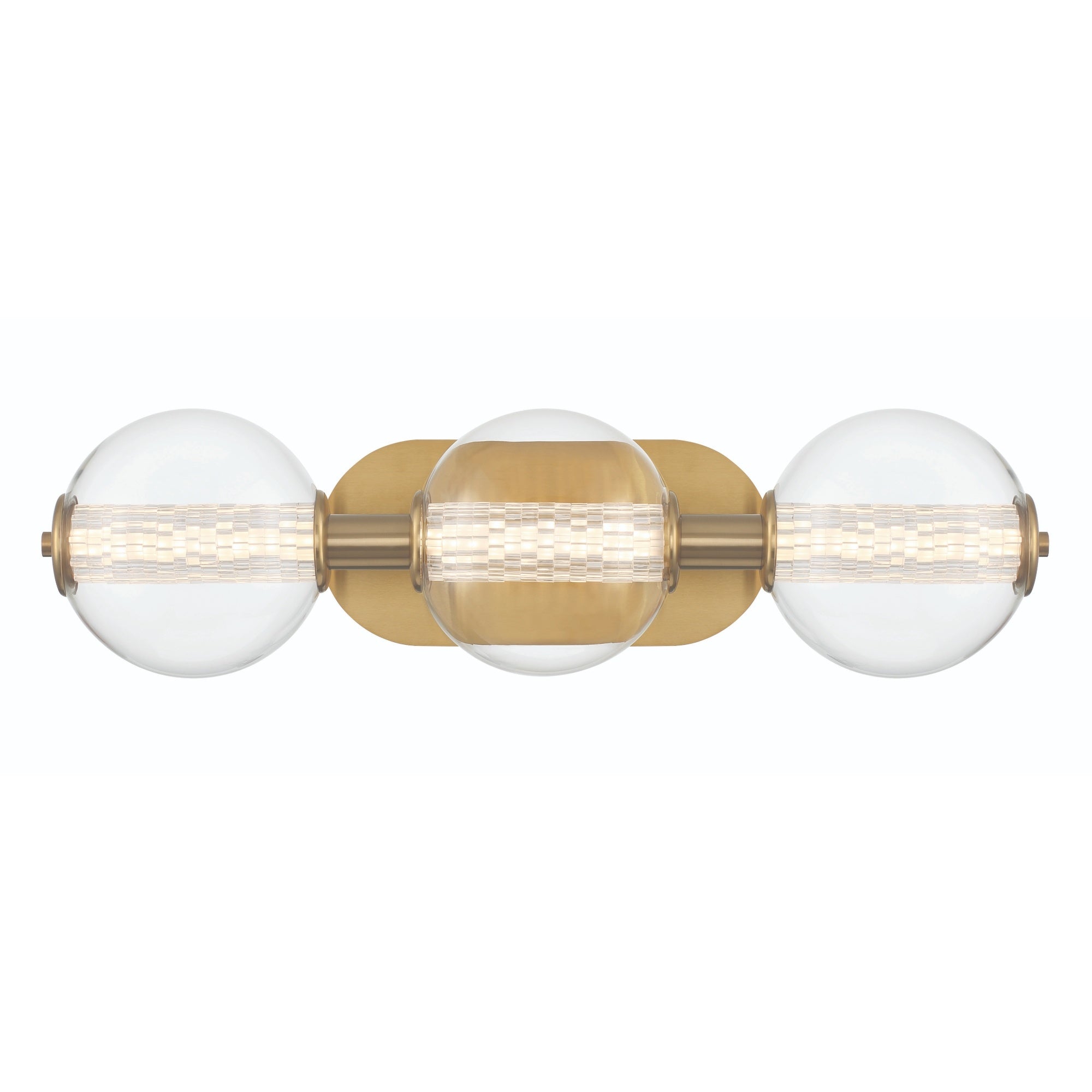 Eurofase Atomo 25" 3-Light Vanity, Gold with Clear Glass, front view